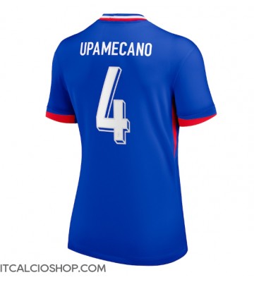 Francia Dayot Upamecano #4 Prima Maglia Femmina Europei 2024 Manica Corta